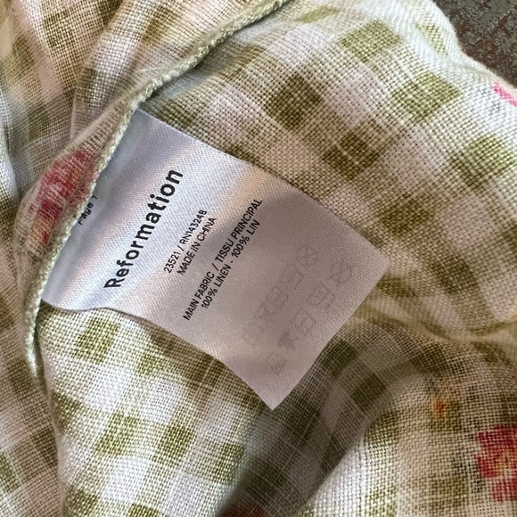 Reformation Roarke gingham picnic linen dress 6 perfect! - Picture 7 of 9